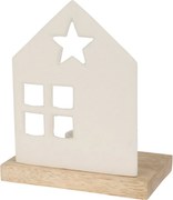 Świecznik dekoracyjny Chałupka z gwiazdą, biały, 13 x 19 x 8 cm