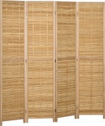 HOMCOM 4-częściowy Parawan, 160 x 170 cm, Składany Parawan z Bambusa dla Salonu, Sypialni, Naturalny