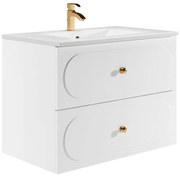 Szafka łazienkowa wisząca z umywalką do zabudowy - Biała - 80 cm - SATOBAL