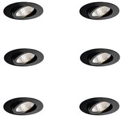 Zestaw 6 reflektorów wpuszczanych czarnych 6,8 cm z LED 750 lm ściemnialne IP23 - Gaius Nowoczesny Oswietlenie wewnetrzne