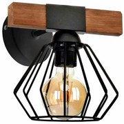 Kinkiet , loft, czarna, ULF BLACK/WOOD 1xE27 60W