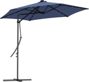 Outsunny Parasol ogrodowy, parasol z lampkami LED, modułem słonecznym, odporny na pogodę, z pokrowcem, Ø290 x 260 cm, Granatowy