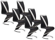 Komplet 6 krzeseł TWIZY - Materiał skóropodobny czarny + biały
