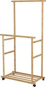 Podwójny wieszak na ubrania - Dł. 80 cm, wys. 160 cm - Bambus