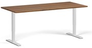 Biurko z regulacją wysokości, 180x80 cm, 2 silniki, biała podstawa, orzech