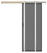 Drzwi przesuwne chowane w ścianie - aluminium i dymione matowe szkło hartowane - wys. 205 x szer. 63 cm - LINCI II