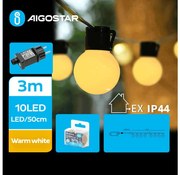 Aigostar - Zewnętrzny łańcuch świetlny LED 10xLED/3m IP44 ciepła biała
