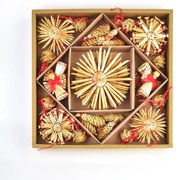 Zestaw słomianych ozdób bożonarodzeniowych, naturalny, 56 szt.