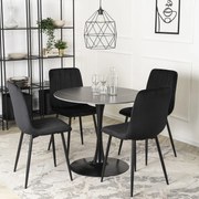 Stół Okrągły SANDER 90 cm Ceramiczny Czarny do Salonu Nowoczesny Glamour