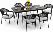 zestaw mebli ogrodowych BELIZE - szary ze stołem z blatem HPL - CARRARA BLACK