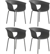 Outsunny Krzesła Ogrodowe 4 szt. ergonomiczne Krzesła Balkonowe z Wyciętym Designem Podłokietniki Odporne na Warunki Atmosferyczne Ciemnoszare | Aosom PL
