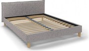 Szare tapicerowane łóżko dwuosobowe ze stelażem 160x200 cm Tina – Ropez