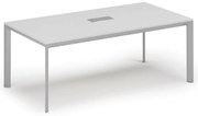 Stół konferencyjny PRIMO INVITATION, 200x100 cm, biały + port blatowy TYP I, srebrny