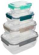 Pojemniki na żywność zamykane na klik KLIC, prostokątne, 4 sztuki