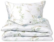 Matex Satynowa pościel Louka z niebieskimikwiatami, 140 x 200 cm, 70 x 90 cm