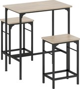 Zestaw stół barowy HOMCOM z 2 stołkami, Antypoślizgowe podkładki, Drewno naturalne