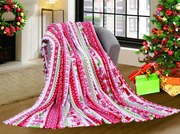 Biały świąteczny koc z mikropluszu CHRISTMAS JOY Rozmiar: 200 x 220 cm