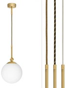 Złota lampa na przewodzie z białą dużą kulą GP-S1GD