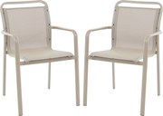 Zestaw 2 sztaplowanych krzeseł ogrodowych z aluminium i tkaniny siatkowej - Taupe - VELYRA od MYLIA