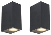 Zewnetrzna Zestaw 2 Nowoczesnych lamp ściennych czarnych 2-światłowych IP44 - Baleno Nowoczesny Oswietlenie zewnetrzne