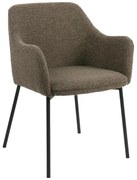 Brązowy tapicerowany fotel jadalniany z podłokietnikami Melilla – House Nordic