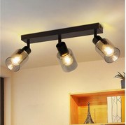 NETTLIFE Sufitowa lampa punktowa 3 płomienie czarna przemysłowa lampa sufitowa E14 do salonu