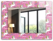 Lustro z drukowaną ramką Jednorożce tęcze serca