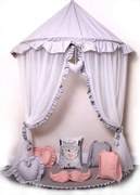 Szaro-biały baldachim dziecięcy nad łóżko W0-K23