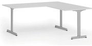 Narożne biurko PRIMO BETA L, 180x180 cm, L/P, szara podstawa, biały