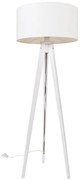 Nowoczesna lampa podłogowa trójnóg biała z abażurem białym 50 cm - Tripod Classic Nowoczesny Oswietlenie wewnetrzne
