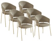 Zestaw 6 krzeseł z weluru i pozłacanego metalu - Beżowy - MADOLIA marki Pascal Morabito