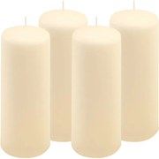 Zestaw świec słupkowych, 20 cm, Ø 7,5 cm, kremowy, 4 sztuki.
