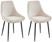 Zestaw 2 krzeseł ze sztruksu i metalu - Kremowy - MASURIE