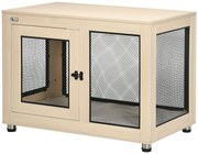 PawHut Klatka dla psa, Nowoczesny design, zamykana, 2 drzwi, 94 cm x 60 cm x 71,5 cm, Naturalny + Czarny