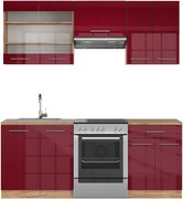 Aneks kuchenny bordeaux wysoki połysk/złoty dąb 200x60x81.6 fame-line