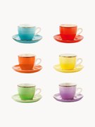 Komplet ręcznie malowanych filiżanek do espresso ze spodkiem Baita, 6 elem.