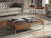 Prostokątny stolik kawowy z orzecha włoskiego i chromowanej stali 2057 ANGEL CERDA