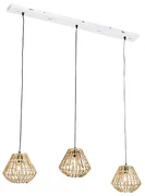Bambusowa lampa wisząca z białymi wydłużonymi 3-punktami - Canna Diamond Rustykalny / Vintage Oswietlenie wewnetrzne
