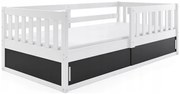 Białe drewniane łóżko dziecięce z barierkami E7-Z29