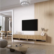 Szafka pod telewizor (2 x 100 cm), fronty ryflowane, Dąb Craft, 200 × 32 × 33,6 cm