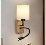 Brilagi -LED Elastyczny kinkiet NUBILA WOOD 1xE27/25W/230V + LED/3W dąb/czarny/kremowy