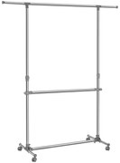 Wieszak na Ubrania na Kółkach, srebrny, na wieszaki, garderoba