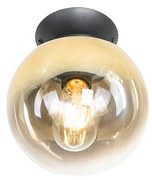 Lampa sufitowa art deco czarna ze złotym szkłem - Pallon