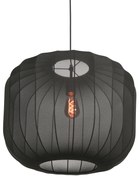 Lampa wisząca w stylu Japandi, czarna, z abażurem z tkaniny, 55 cm - Sable