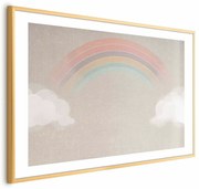 Plakat Tęcza w deszczu 90x60 cm z ramą złotą z marginesem ARTGEIST B