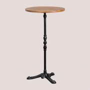 Wysoki, Okrągły Stolik Barowy Z Drewna Akacjowego Azteca Ø60 Cm & Czarny - Sklum