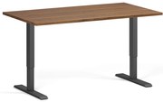 Biurko z regulacją wysokości, 140x80 cm, 2 silniki, czarna podstawa, orzech