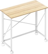 HOMCOM Biurko składane na kółkach, oszczędzające miejsce, stal, MDF, kolor naturalny | Aosom PL