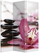 Parawan - Kamienie do masażu i storczyki (126x170 cm)