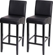 Stołek barowy MCW-C33 (zestaw 2 szt.),  czarny mat, ciemne nogi, imitacja skóry